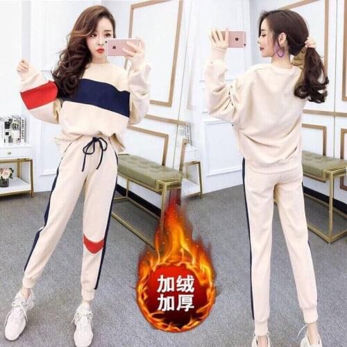 Womens Costumes Fashion 2 Piece Set Women Casual 2021 New Korean Version Of Loose Tops Were Thin Feet Pants Two Piece Set Women