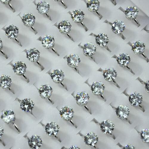 200Pcs 1.75ct AAA Zircon Engagement Rings Fashion Wedding Lots female anel Austrian Crystals Jewelry Adjustable size LR4048