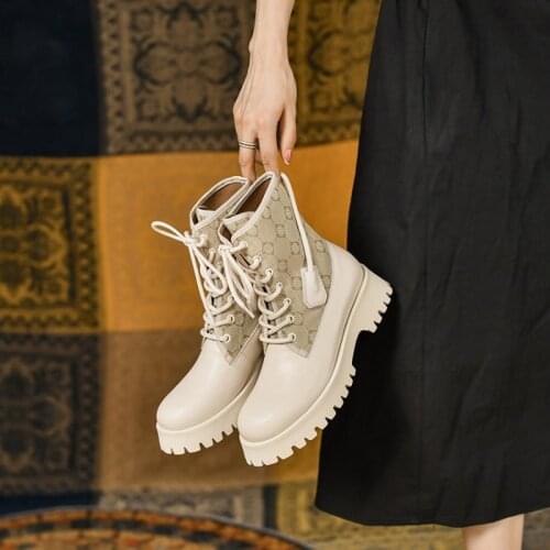 New Fall Shoes Women Round Toe Thick Heel Women Boots 2021 Fashion Women Shoes Genuine Leather Boots Casual Winter Chunky Boots