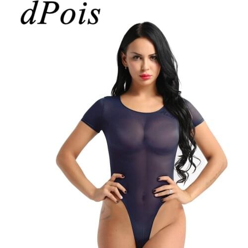 DPOIS Female Body Sex Suit Women Jumpsuit Sexy Woman Erotic See Through Mesh High Cut Thong Leotard Bodysuit Transparent Costume