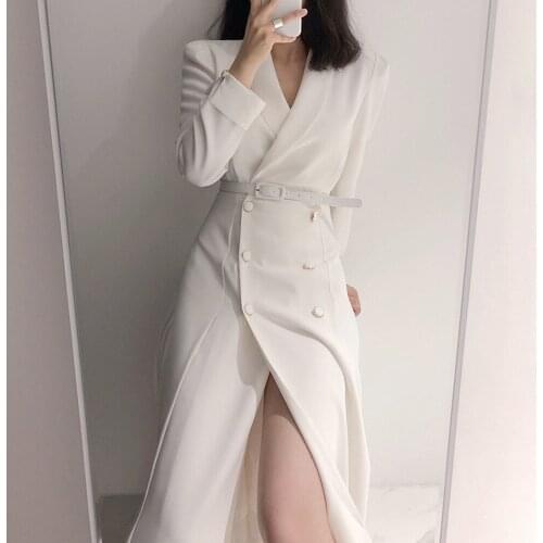 Womens Trench Coat Windbreaker Female 2021 New Autumn Winter Overcoat Double Breasted Ladies Long Jacket One-piece ress Korean