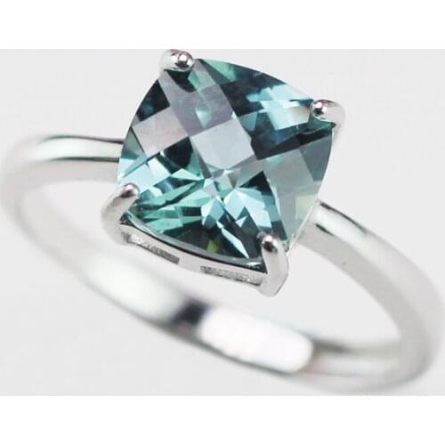 Verdelite ring trendy green tourmaline gemstones prong setting for women silver 925 rings created adjustable jewelry