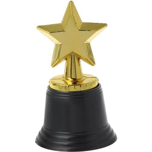 12PCS Star Gold Award Trophies 4.5" Gold Star Trophy For Awards Winners Oscar Awards Hollywood Parties Bulk School Kindergarten