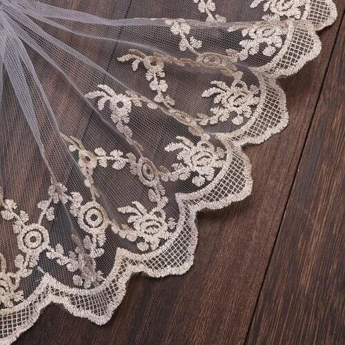 1Yards Embroidery Lace Fabric Tulle 17cm Gold Lace Trim Guipure Applique Gold Trim Ribbon Sewing Wedding Lace For Dress ZA8