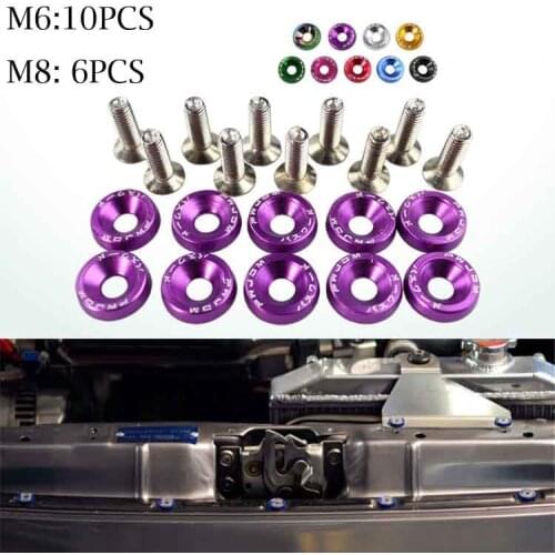 10PCS M6/6pcs M8 JDM Car Modified Hex Fasteners Fender Washer Bumper Engine Concave Screws