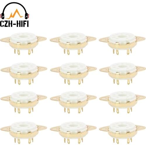 12pcs 9pin B9D Tube Socket Ceramic Valve Base for EL504 EL519 PL519 EL509 7868 6LQ6 Vintage Audio Amplifier DIY HiFi Gold Plated