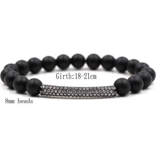 2019 Popular Micro Inset Zircon Alloy Column Lady Elastic Bracelet Jewelry Advanced Blue Pine Stone Beads Bracelet Bangle Gift