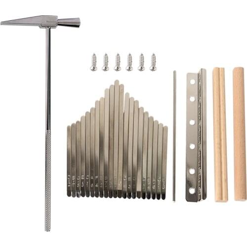21 Keys Steel Kalimba Replacement Keys+Wood Bridge+Tuning Hammer Kit Kalimba DIY Thumb Piano Accessories