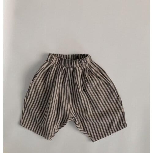 7849 Children Clothes Cotton Striped Pants 2021 Summer Japanese And Korean Boys Pants Light And Breathable Girls Radish Pants