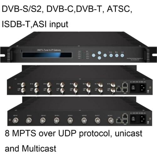 8 ASI TO IP gateway, 8 Tuner to IP gate way, DVB-T/DVB-C/ ISDB-T/ ATSC to IP gate way, DVB-S2 to IP