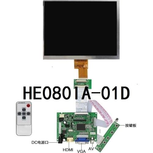 8 inch lcd screen HE080IA-01D 1024*768 IPS hd LCD Display + HDMI/VGA/AV Control Driver Board