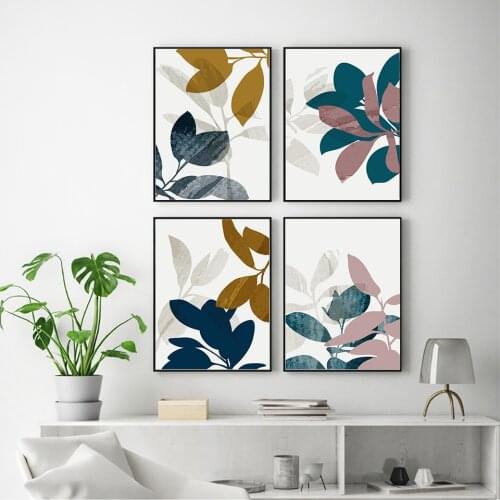 Abstract Foliage Shape Line Art Poster Botanical Wall Art Prints Canvas Painting Minimalist Interior Living Room Decoration