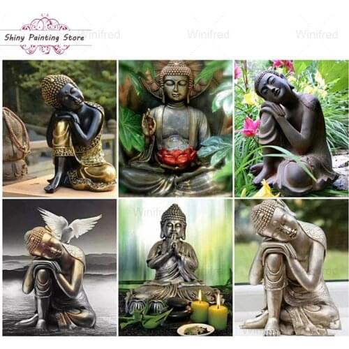 DIY 5D Diamond Embroidery Peaceful Buddha Buddhism Religion Portrait Diamond Painting Full Square Round Drill Living Room Decor