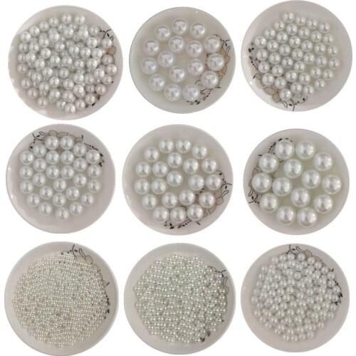 DIY white non-porous imitation pearl clothing decoration accessories jewelry handmade materials 4/20mm round loose beads