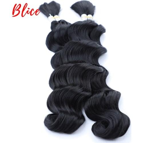 Blice 18 "-24" Synthetic Hair Bundles No Weft Wavy 2PCS/Pack Natural Black Bulk crochet Synthetic Hair Extensions For Women