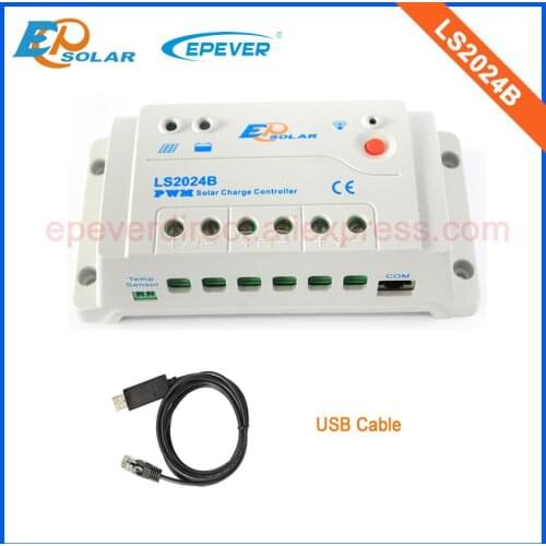 12V/24V Solar regulator 20A PWM Solar charger battery power bank EPEVER LS2024B 20amps USB cable RS485 connect with PC