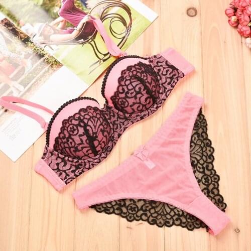 Bra Sets Women Cotton Lace Sexy Hot Selling Soft Underwear Floral Embroidery Push Up Bra and Panty Adjust Female Lingerie Sets