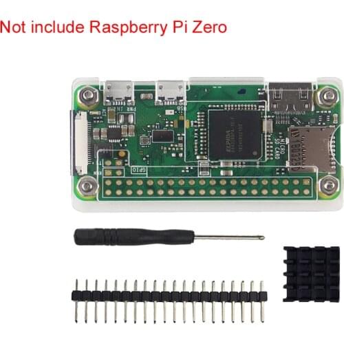 4 in 1 Raspberry Pi Zero W Case Acrylic Cover Shell + Aluminum Heat Sink +GPIO 40 Pin Connector + Screwdriver for RPI Zero Pi0