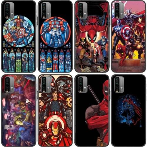 Captain Spiderman USA Phone Case For XiaoMi Redmi 11 lite 9C 8A 7A Pro 10T 5G Anime Cover Mi 10 Ultra Poco M3 X3 NFC 8 SE cover