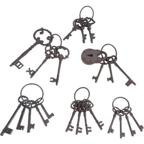 Cast Iron Key Rings Ornaments Heavy Duty Metal Keys Chain Rustic Skeleton Antique Bar/Home/Restaurant Wall Decoration Vintage
