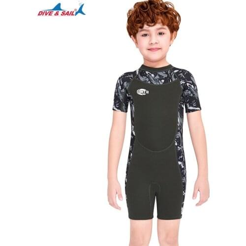 DIVE&SAIL 2.5MM Neoprene One Piece Girl Water Sport Surfing Wetsuits Childre Scuba Snorkeling Sunscreen Keep Warm Diving Clothin