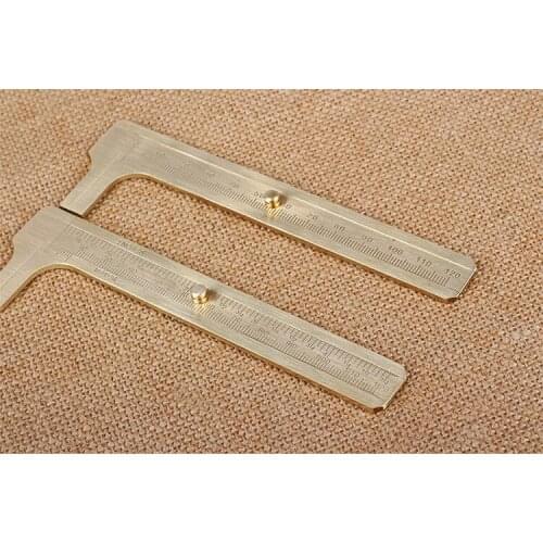 KACY 120mm Handy Sliding Gauge Brass Vernier Caliper, Brass EDC Pocket Ruler/bookmarker ruler/copper caliper