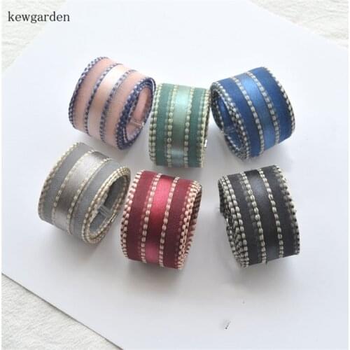 Kewgarden 1" 1.5" 10 16 25 38mm Stripe Gauze Ribbons DIY Corsage Hairbow Flower Accessories Handmade Tape Packing Riband 20 Yard