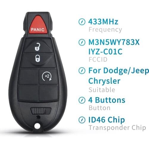 KEYYOU 5X Remote Car Key M3N5WY783X IYZ-C01C For Dodge Grand Caravan Journey 2008 2009 2010 2011 2012 2013 2014 433Mhz ID46 Chip