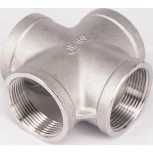 1-1/2" BSP Female 304 Stainless Steel Cross 4 Way Connector Pipe Fitting water oil air