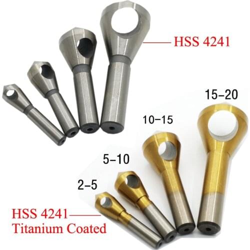 2-5 5-10 10-15 15-20 HSS4241 Titanium Coated 90 Degree Oblique Chamfer Cutting Metal Tool Deburring Countersink Center Drill Bit