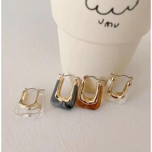 Fashion Stud Earrings Contracted Joker Earring Temperament Geometric Metal Resin Accessories