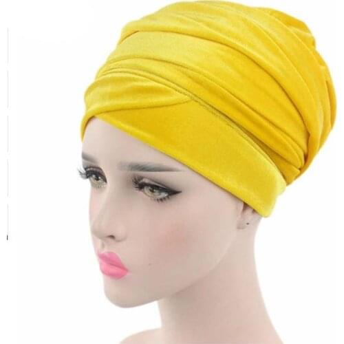 Muslim Womens Velvet Long Tail Head Scarf Stretch Turban Hijabs Wraps Scarves Lasies Islamic Arab Headscarf Headwear Chemo Cap