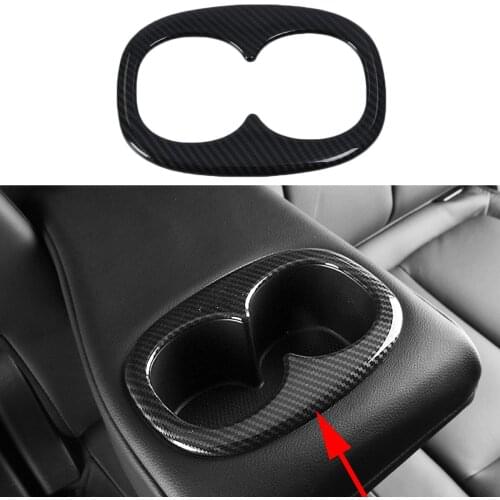 Carbon Fiber Rear Seat Water Cup Holder Cover Sticker Trim Fit For For Mitsubishi Eclipse Cross 2018 2019 2020 Car Accessories