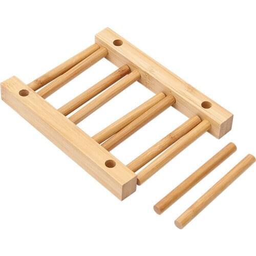 New Arrival Multi-function bracket Pots And Pans Drain Rack Fashion Bamboo And Wood Display Show Book plate Tray Cup Wholesale