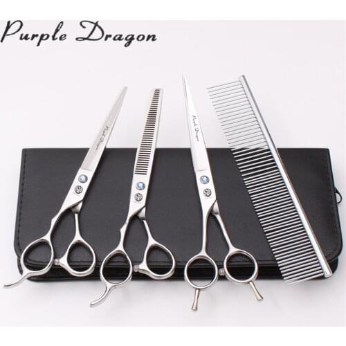 Left-Hand 7" 19.5cm Z3006 Purple Dragon Stainless Dogs Cats Hair Grooming Scissors Normal Scissors Thinning Shears Pets Scissors