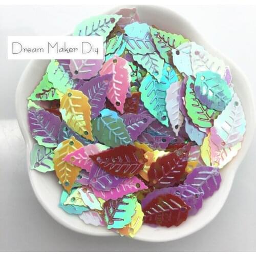 1000pcs/Lot 9*19mm leaves loose sequins Paillettes sewing on for crafts, Garment accessory,kids DIY Confetti