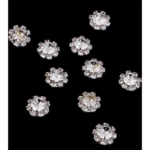 Phenovo 10pcs Flower Shape Acrylic Rhinestone Buttons Jewerly Making Findings 12mm