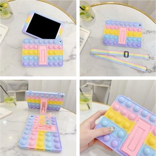 Reliver Stress Fidget Toys Bubble Silicone Tablet Cover for IPad Air 5 4 3 2 1 Pro 11 10.2 10.5 9.7 2020 Mini Kids Case + Straps