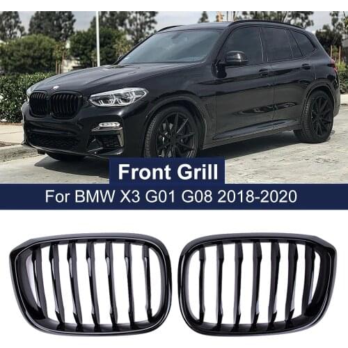 1 Pair Front Grille Kidney Grill 1 Slat For BMW G01 G02 G08 X3 X4 2018 2019 2020 Car Styling Gloss Matte black Racing Grills