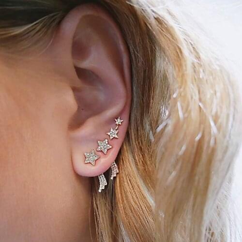 New earrings gold geometric five-pointed star set earrings wholesale