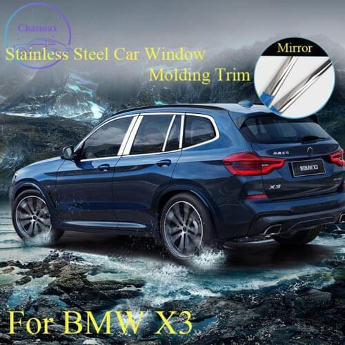 Stainless Steel Bar Car Window Molding Trim for BMW X3 2011-2020 Car Door Window Center Pillar Bright Strip Decoration