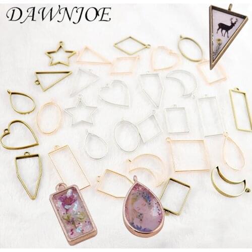 Mix Metal UV Epoxy Resin Frame Photo Frame Blank Pendant Epoxy Resin Accessories DIY Pendant Jewelry Making Supplies Finding