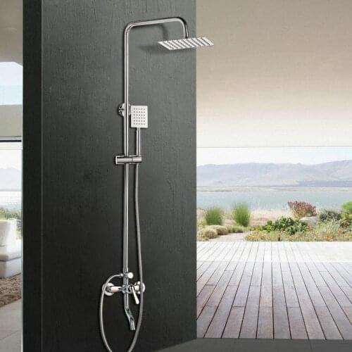 Rainfall Shower Faucet Set Single Lever Bathtub Shower Mixer Faucet with Storage Shelf Shower Hot Cold Water Tap
