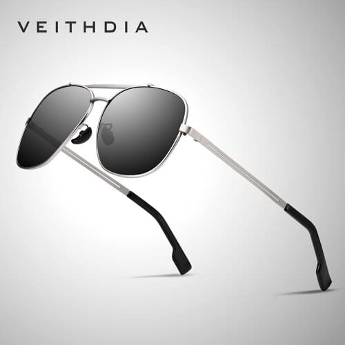 VEITHDIA Brand Mens Vintage Sun Glasses Stainless Steel Sunglasses Square Polarized UV400 Lens Male Eyewear Accessories For Men