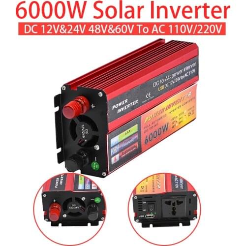 Solar Inverter 12V 220V 1000W 6000W Pe Ak Voltage Converter Transformer DC 12V&24V 48V&60V To AC 110V/220V Auto Adapt Inversor