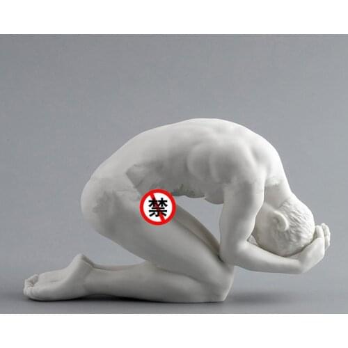 Modern Matt Glaze Ceramic Nude Male Sculpture Body Art Statue Abstract Thinker Figurine Home Decoration Bar Crafts R1751