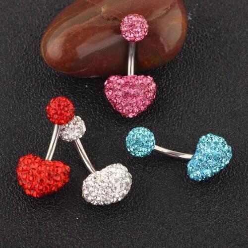 Steel Belly Button Rings Crystal Piercing Navel Heart Style Navel Piercing Earring Belly Piercing Sexy Body Jewelry Ombligo