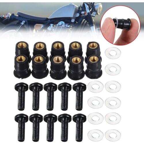 Universal 10pcs M5x16mm 5mm Motorcycle Windscreen Bolts Motorbike Windshield Screw Nuts Kit For Honda Yamaha
