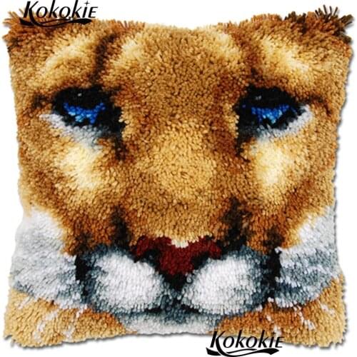 Latch hook pillows cross stitch kits embroidery needlework sets stitch throw tiger cushion mat Crocheting Rug Yarn Pillowcase