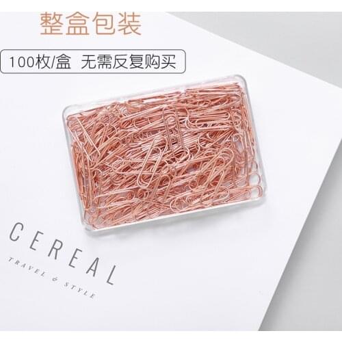 Yoofun 100 Pcs/Box Cute Rose Gold Paper Clip Bookmark Journal Note Decoration Binder Clip Office School Supplies Stationery Set